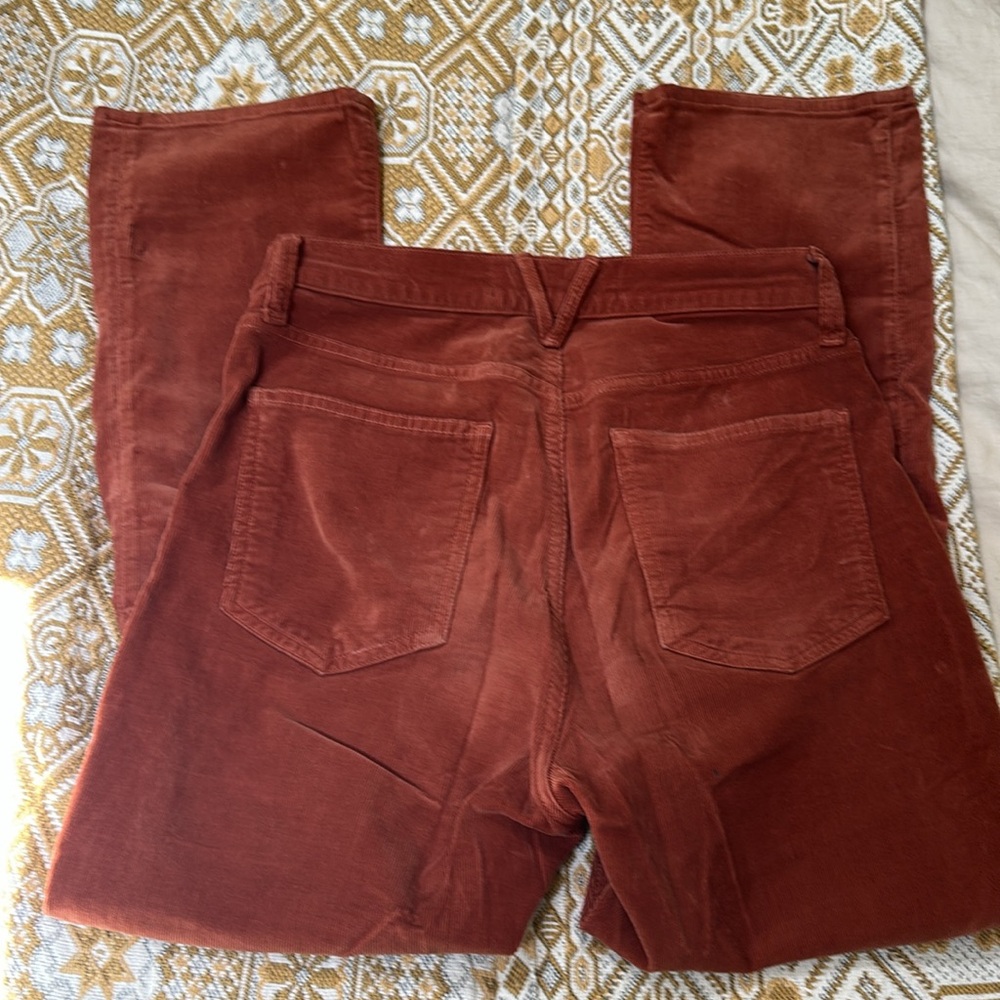 Veronica Beard Carly Kick Flare High Rise - Rust/Orange Straight Leg Corduroys - Picture 6 of 9